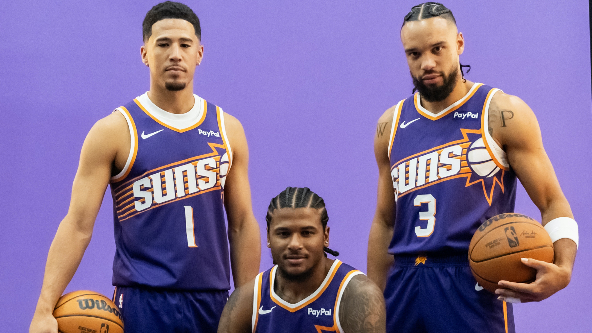 Devin Booker, Jalen Green, and Dillon Brooks for the Phoenix Suns.